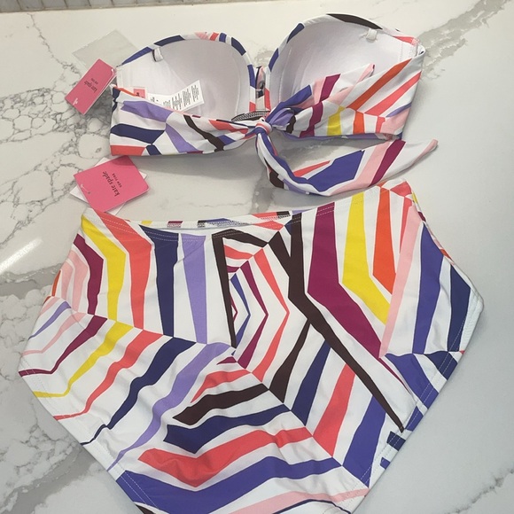 Kate Spade New York Bikini swimsuit Geobrella multi color Abstract 2 Piece Small - Picture 7 of 12